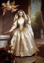 Retrato completo de Marie Francoise Perdrigeon, Madame Boucher (1716-1734) como pintura vestal de Jean Raoux (1677-1734) 1733 Sol. 2,61x1,97 m Dijon, musee des Beaux Arts