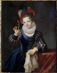 Menina na máscara Pintura por Jean Raoux (1677-1734) Século XVIII.