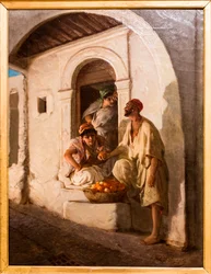 Comerciante de laranjas num beco oriental