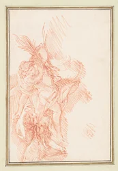 Figura com frondes e putto