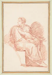 Josias com Jeconias em seus braços, ancestrais de Cristo do teto da Capela Sistina por Michelangelo