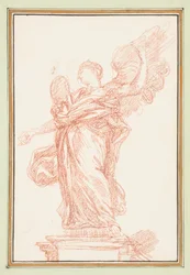 Figura alada no pedestal