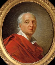 Siecle des Lumieres: "Retrato de Denis Diderot (1713-1784), escritor e filósofo" Pintura de Jean Simon Berthelemy (1743-1811) 1784 Dim. 0,55 x 0,46 m. Paris, Musee Carnavalet