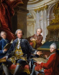 Monsieur Carre de Cande com os seus três filhos