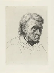 Retrato de um homem velho de olhos fechados