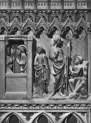 Catedral, interior, tela de coro, Jesus Cristo, aparecendo a São Pedro, c.1340-51 (pedra policromada)