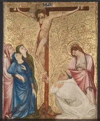 Calvário com um monge cartuxo, c.1389-95 (óleo sobre painel de carvalho)