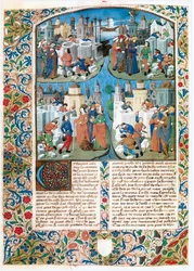 Chronique de la Bouquechardiere, história mundial composta por Jean de Courcy, seigneur de Bourg-Achard (pergaminho)