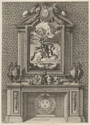 Chaminé com Pintura de Luís XIV sobre o Mantle, de 