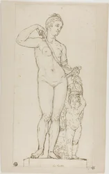 Escultura de Vénus e Cupido, com a armadura de Marte