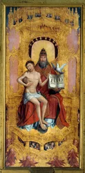 Anchin polyptic: "The Trinite" Central part. Pintura sobre madeira por Jean Bellegambe (1470-1535) 162x 75 cm