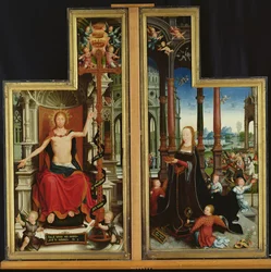 Polyptych da Glorificação da Santíssima Trindade, painéis representando Cristo Enthroned e a Virgem, 1509-15
