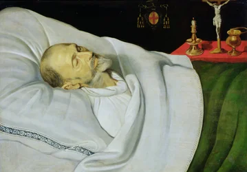 Antoine de Henin, Bispo de Ypres, em seu leito de morte (painel)