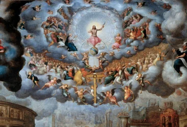 O Pormenor do Juízo Final. Pintura de Jean Cousin the Son (1522-1594) Sol do século XVI. 1,45x1,42 m