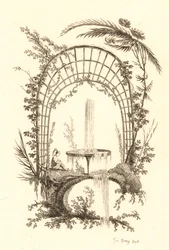 Fonte sob pérgola