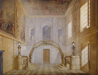 Design para uma escadaria no Painted Hall, Chatsworth (aguarela sobre papel)