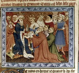 Marco Polo chegando à corte de Kublai Khan, c.1338-1410 (miniatura)