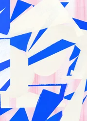 Formas em azul, rosa e negrito