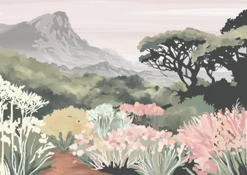 Paisagem montanhosa em flor