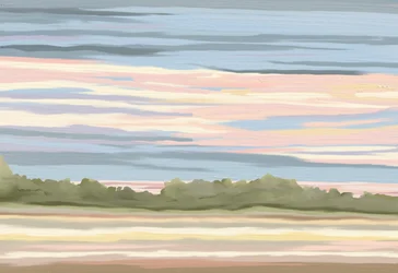 Horizonte Sereno em Tons Pastel