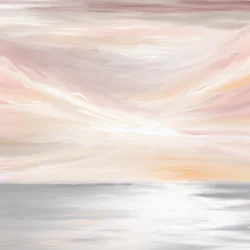 Vista serena do oceano em tons pastel