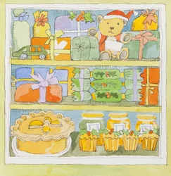 Interior de um armário de Natal (aguarela)