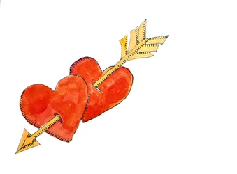 Dois corações - seta, 2011 (aguarela)