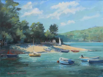 Fishermans Cove Salcombe, óleo a bordo, 2016