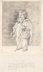 O anão romano Francesco Ravai, chamado Bajocco. Figura completa, perfil de três quartos à esquerda
