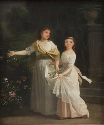 Filhas do cônsul-geral Johan Christian Pingel em um jardim
