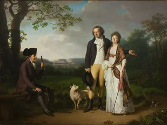Niels Ryberg com seu filho Johan Christian e sua nora Engelke, née Falbe, 1797