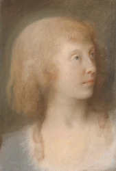 Retrato de Anna Barbara Damkier, perfil de três quartos à esquerda