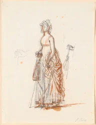 Estudo para o retrato da família Ryberg; A figura da Sra. Ryberg e a mão direita segurando um guarda-sol