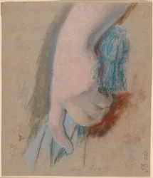 Estudo para o retrato da família Ryberg; A mão esquerda da Sra. Ryberg segurando um guarda-sol azul