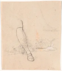 Estudos de plantas por riacho e perna direita para retrato do enviado Jean-Armand Tronchin sentado ao ar livre