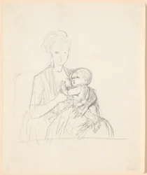 Rascunho para o retrato da Condessa Sophie Magdalene Raben, née von Qualen com seu filho mais velho, nascido em 1784
