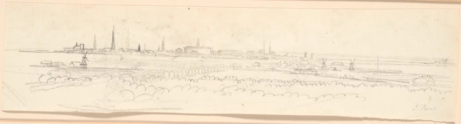 A vista de Copenhague vista da colina de Frederiksberg. Estudo de fundo para um retrato de Frederik VI como príncipe herdeiro