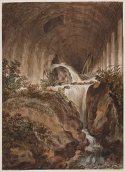 Cachoeira sob o cofre de tijolos