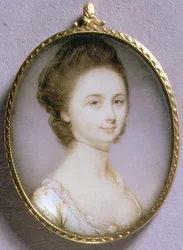 Retrato Miniatura de uma Senhora em Vestido Branco, c.1780-85 (aguarela em marfim)