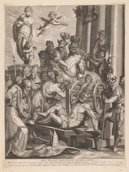 Martírio de São Erasmus
Divi Erasmi martyrium crudelissimum. (título sobre o objecto)