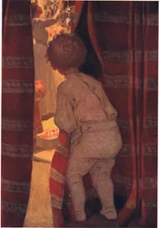 Desceu as escadas para dar uma espreitadela no salão (cor litho)