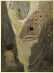 Oh, não me magoem! chorou o Tom. Eu só quero olhar para ti; és tão bonito, de The Water Babies de Charles Kingsley, pub. 1916 (cor litho)