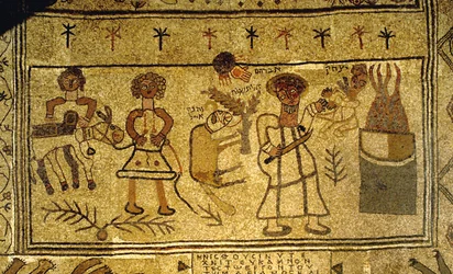 Detalhe do piso de mosaico representando a ligação de Isaac