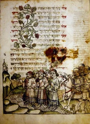 Passagem do mar vermelho, a partir de um Machazor do século XV, Biblioteca Palatina, Parma
