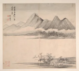 Paisagens ao estilo de vários artistas, datado de 1716 (álbum de doze folhas; tinta e cor sobre papel)