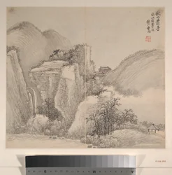 Paisagens ao estilo de vários artistas, datado de 1716 (álbum de doze folhas; tinta e cor sobre papel)