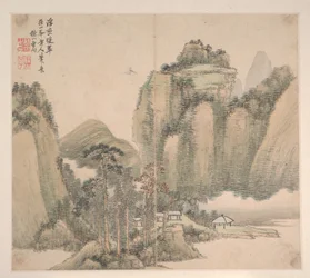 Paisagens ao estilo de vários artistas, datado de 1716 (álbum de doze folhas; tinta e cor sobre papel)