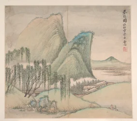 Paisagens ao estilo de vários artistas, datado de 1716 (álbum de doze folhas; tinta e cor sobre papel)
