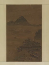 Pavilhões Palaciais Nas Névoas da Primavera (tinta, cor e ouro sobre seda)