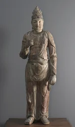Bodhisattva em pé, dinastia dos séculos XII a XIII (madeira paulownia com gesso e policromada)